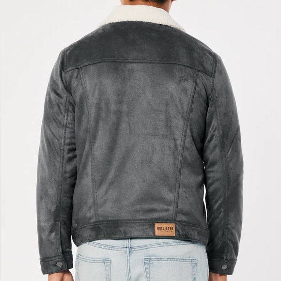 Hollister SHERPA-LINED FAUX SUEDE TRUCKER JACKET - Picture 5 of 8